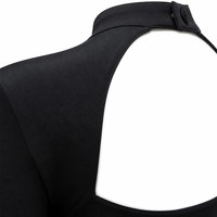 Robe de soirée longue en crêpe extensible 280 GSM, col halter, dos nu, coupe colonne, pour femme, noir, sur mesure OEM, tailles S-5XL