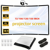 Écran de projection portable en gros 120 150 pouces, écran de cinéma extérieur 16:9 4K HD pliable avec crochets pour jardin