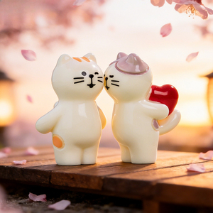 Miniature de paysage, dessin animé mignon, couple de chats de style japonais, artisanat en résine, accessoires de décoration DIY, ornements de bureau, ornements de voiture - Product Image 4