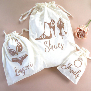 Giặt Vải Cotton Màu Hồng Vải Lanh Mềm Mua Sắm Tái Sử Dụng Giặt Ủi Mục Đích Bụi Túi Tạp Hóa Túi Dây Rút - Product Image 3