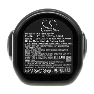 Batterie 1500mAh, pour modèles Black & Decker A9251 PS120 PS120A Black & Decker CD231 CD231K CD231P8 CD9600 CD9600K