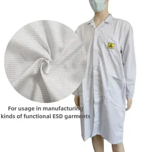 Esd Overall LN-1560102 5mm Grid TC Garment ESD Lab Coat Antistatic Smock