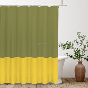 Ensemble <span class=keywords><strong>de</strong></span> rideaux <span class=keywords><strong>de</strong></span> salle <span class=keywords><strong>de</strong></span> bain personnalisés pour designers, en tissu jacquard gaufré robuste, dégradé vert <span class=keywords><strong>et</strong></span> <span class=keywords><strong>or</strong></span> - Product Image 2