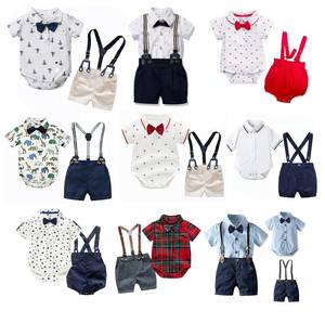 Ensembles de vêtements pour bébé garçon, vêtements pour nouveau-né, hauts à manches courtes + salopette, 2 pièces, tenues d'été pour bébé - Product Image 2