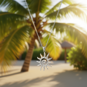 Collar con colgante de sol Amy Amy, acero inoxidable chapado en plata, estilo bohemio, joyería de regalo para uso diario para mujer C3114 - Product Image 2