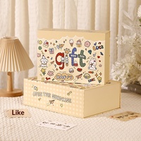 Boîte cadeau rectangulaire rigide en carton laminé en papier cuivré, créative, mignonne, de style dessin animé, pour la fête des enfants, les anniversaires, la Saint-Valentin