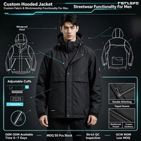 Veste à capuche imperméable personnalisée, coupe-vent épais, imperméable en tissu technique, ensembles de vêtements pour hommes, fabricants en gros