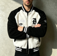 Blouson bomber réversible en sherpa rose/vert pour homme, coupe-vent, avec logo brodé, accessoires grecs de sororité