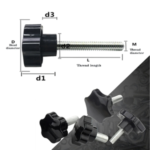 Poignée de serrage en forme d'étoile, bouton en bakélite, vis de serrage, équipement industriel, plastique, acier, M5, M6 - Product Image 5