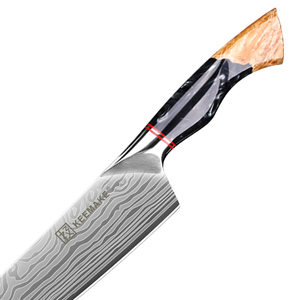 KEEMAKE-Cuchillo de chef de acero inoxidable de 8 pulgadas, diseño de Damasco, cocina japonesa, cuchillo para cortar carne y verduras con mango de resina - Product Image 4