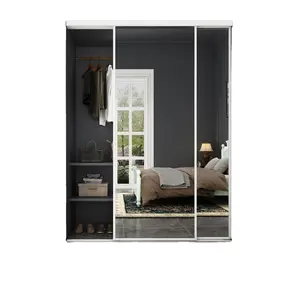 Bán buôn Bypass cửa trượt tủ quần áo với gương Closet Door với phần cứng Kit