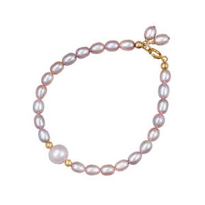 WENCHI 2023 Luxury New <b>Freshwater</b> <b>Pearl</b> <b>Bracelet</b> Purple 14K Gold Elegant Bangles 30g - Product Image 2