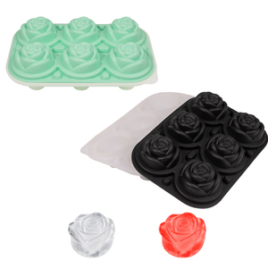 Moule à glaçons en silicone en forme de rose à 6 cavités avec couvercle entonnoir, fabricant de sphères de <span class=keywords><strong>glace</strong></span> 3D en forme de fleur, vente en gros directe d'usine - Product Image 4