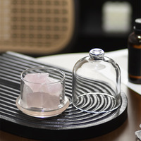 Cloche en verre borosilicate soufflée à la main, transparente, vide, anti-poussière, avec base rectangulaire carrée, pour terrarium, impression sérigraphique, vente en gros