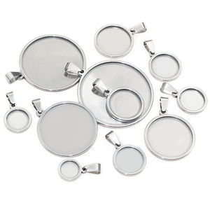 10-20 25 30 <span class=keywords><strong>35</strong></span> 40mm taille intérieure ne se décolore jamais en acier inoxydable pendentif Cabochon Base camée blanc réglage breloque plateau pour bijoux à bricoler soi-même - Product Image 6