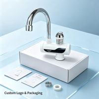 Robinet d'eau électrique à chauffage instantané en plastique, bec pivotant chromé, commande manuelle, affichage LED, pour maison et garage, 110V
