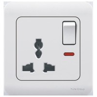 Prise murale britannique à trois trous pour salon et chambre, avec panneau tactile et double interrupteur, en matériau PC, indice de protection IP21, design minimaliste