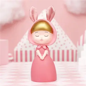Creative תוספות סגנון בית מעונות חדר שינה קישוט פריסת ילדה לב מתנת שרף 3D ארנב נסיכת צלמיות