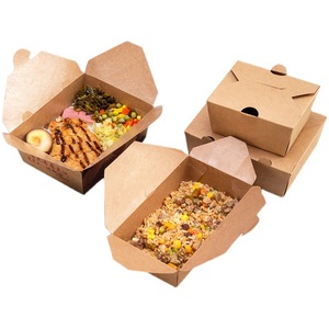 Fiambrera para llevar con logotipo personalizado, contenedor de comida rápida plegable desechable, caja de embalaje de papel Kraft marrón para ensalada de <span class=keywords><strong>sushi</strong></span> y pollo - Product Image 4