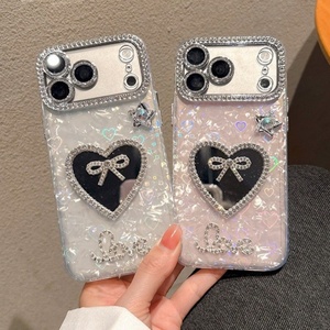 เคสโทรศัพท์มือถือลายหินอ่อนรูปหัวใจประดับโบว์เพชรหรูหรา น่ารัก สไตล์คิตตี้ สำหรับ iPhone 11 12 13 14 15 16 17 pro max - Product Image 1