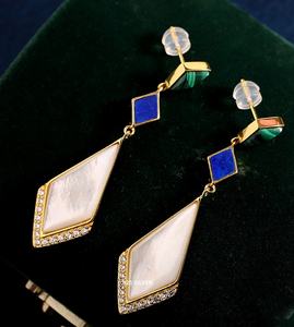 Pendientes Colgantes de Plata de Ley 925 con Lapislázuli y Malaquita, Chapados en Rodio, Modernos, <span class=keywords><strong>para</strong></span> Mujer, <span class=keywords><strong>Regalo</strong></span> <span class=keywords><strong>para</strong></span> Fiesta - Product Image 4