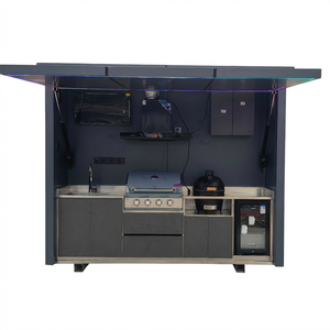 <span class=keywords><strong>Cucina</strong></span> Esterna Personalizzabile con Barbecue, Griglia in Acciaio Inox, Porta Elettrica Resistente alle Intemperie e Tettoia - Product Image 6