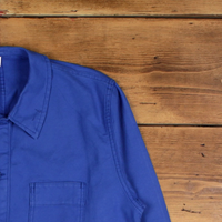 Veste de travail vintage française pour homme, en coton bleu, pour le travail
