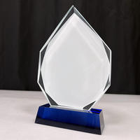 Trophée en forme de tour de cristal de sublimation claire en gros avec MH-NJ0688 de base bleue