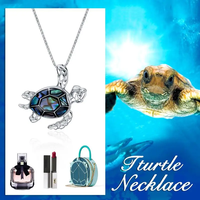 Bijoux fins, collier avec pendentif tortue de mer en argent sterling 925, coquille d'ormeau en relief