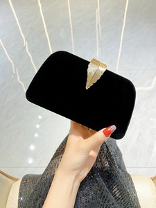 Leaf Shape Velvet Evening Bag Rhinestone Women's Bag Cheongsam Bag Socialite <b>Clutch</b> Velvet Crossbody Party Bag - Product Image 6