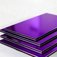 Panneaux composites en aluminium modernes, ignifuges, à effet miroir violet, pour revêtement de façade, taille 4x8, pour extérieur et intérieur