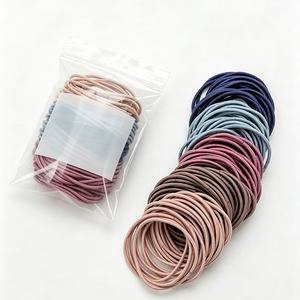 100 pièces/paquet, attaches pour cheveux élastiques de couleur Morandi, attaches pour cheveux douces et <span class=keywords><strong>sans</strong></span> couture pour femmes, usage quotidien, <span class=keywords><strong>sac</strong></span> OPP - Product Image 4