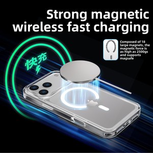 <span class=keywords><strong>Coque</strong></span> de téléphone magnétique <span class=keywords><strong>transparente</strong></span> pour 17 Pro Max avec design en relief, en acrylique anti-jaunissement - Product Image 3