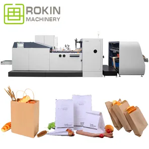 ROKIN 브랜드 빠른 배달 감자 튀김 포장 종이 가방 제조 기계 가격 서보 천공 종이 가방 기계