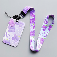 Casing kartu ABS alpukat stroberi buah kartun cantik mode baru tempat kartu ID Lanyard