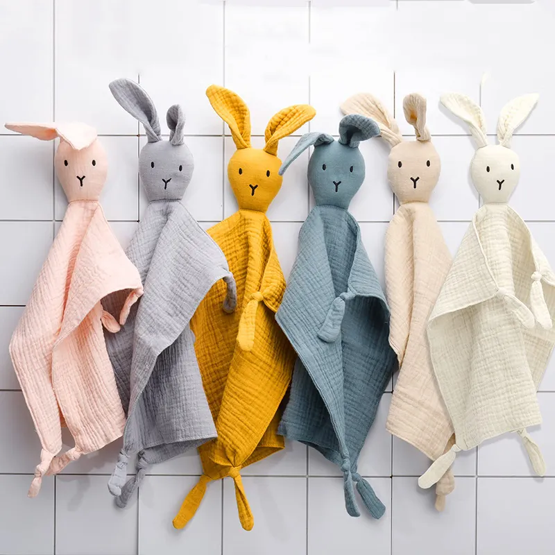 Bé Comforter chăn bông mềm Muslin an ninh Ngủ Đồ chơi sang trọng Thú nhồi bông mới sinh Bunny âu yếm khăn mặt vải