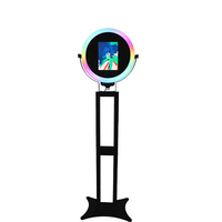 Cabina de Fotos para iPad con Anillos de Luz LED RGB para Cámara SLR, Construcción Metálica, Control Remoto, para Fiestas/Bodas/Cumpleaños/Eventos en Vivo