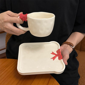 Taza y Platillo de Porcelana con Relieve de Oso Pintado a Mano, Estilo Vintage Francés, Forma de Arco, 220 ml, para Té de la Tarde, Postre, Platos para Pan - Product Image 5