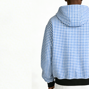 Sudadera con capucha a cuadros <span class=keywords><strong>para</strong></span> hombre, de algodón, de alta calidad, con cremallera, estilo oversize, gruesa, unisex, con logo OEM personalizado, diseño a cuadros invertido - Product Image 4