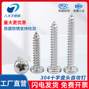 Eight Directions 304 Stainless Steel Self Tapping Screws M2 M6 Pan Head Cross Recess Metric Standard Grade B - Product Image 2