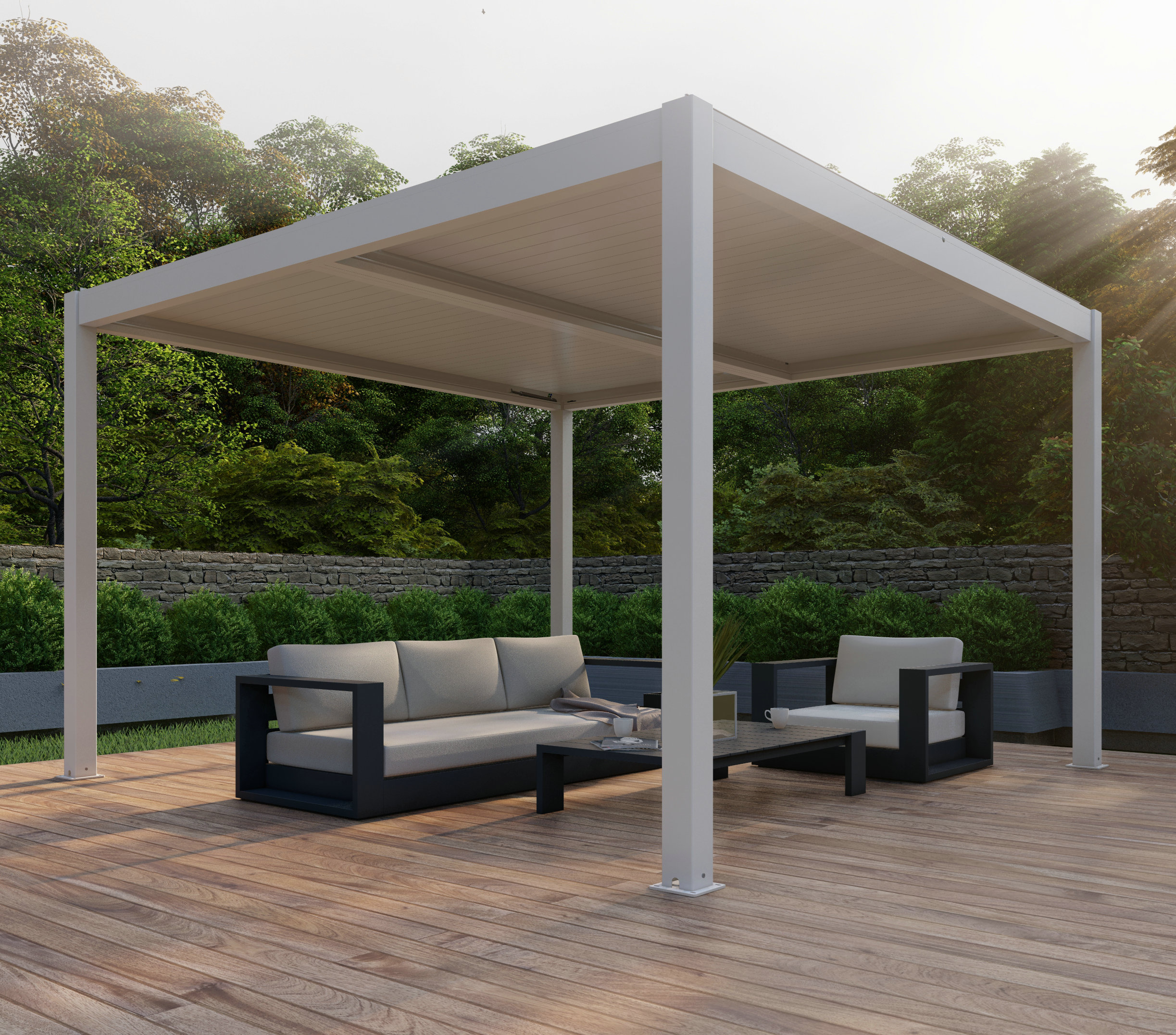 Моторизованная алюминиевая беседка с крышей