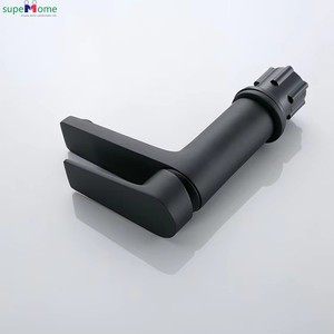 Robinet de lavabo de salle de bain moderne à trou unique, à montage sur plan, de style géométrique, noir mat, laiton antique, par le fabricant OEM Superhome - Product Image 2