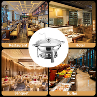 Matériel hôtelier : Réchaud de buffet rond en acier inoxydable argenté 4,5 L, chauffe-plats à alcool pour restaurant