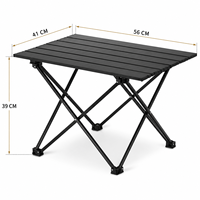 Table de camping pliable portable en acier carbone ultraléger, mini table pliante à base croisée pour la plage, le pique-nique et l'extérieur
