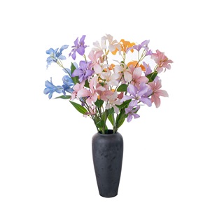 Fleur d'orchidée artificielle CallaFloral, branche unique, violet clair, orange, bleu, décoration intérieure, pétales en polyester - Product Image 5
