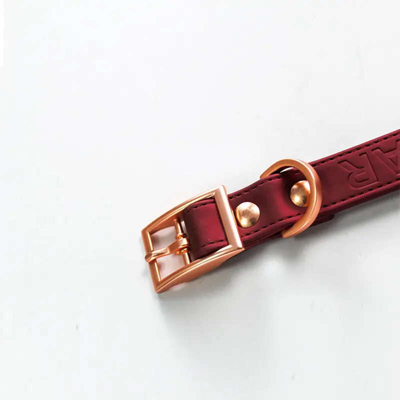 Luxury Custom Logo Leather PU Dog Collar Metal Buckle Hardware Dog Collar And Leash Sets