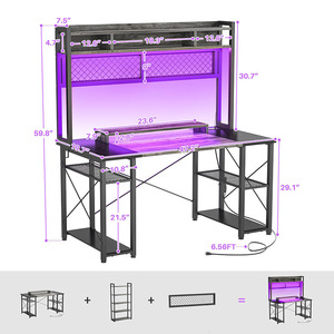 Cross-border e-sports desks and chairs, office desks, height-adjustable desks, home use, small gaming desks with LED lights, - Product Image 3