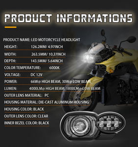 Design exclusif E-24 Marque Faisceau Élevé A Mené des phares pour Moto BMW K1200R <span class=keywords><strong>K1300R</strong></span> - Product Image 2