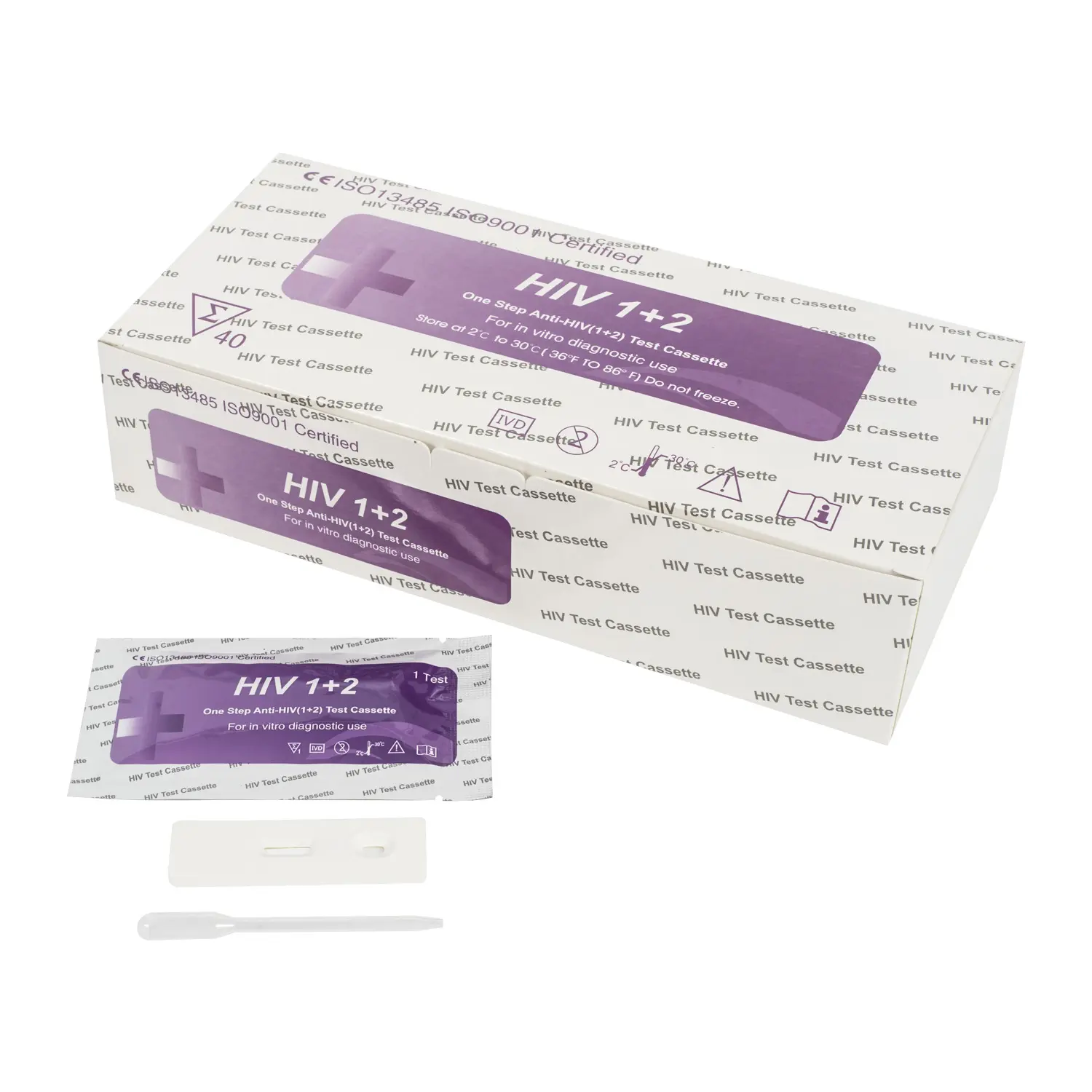 Medische Supply Hoge Kwaliteit Hiv 1 + 2 Test Kit Cassette Door Serum/Plasma