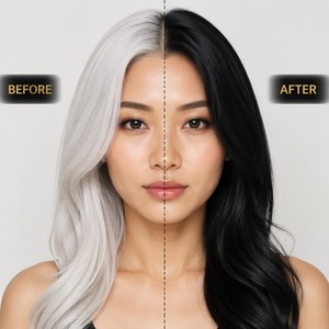 Tinte para el Cabello Negro Intenso OEM a Base de Plantas Herbales en Crema con Aplicador de Peine y Cepillo - Product Image 3